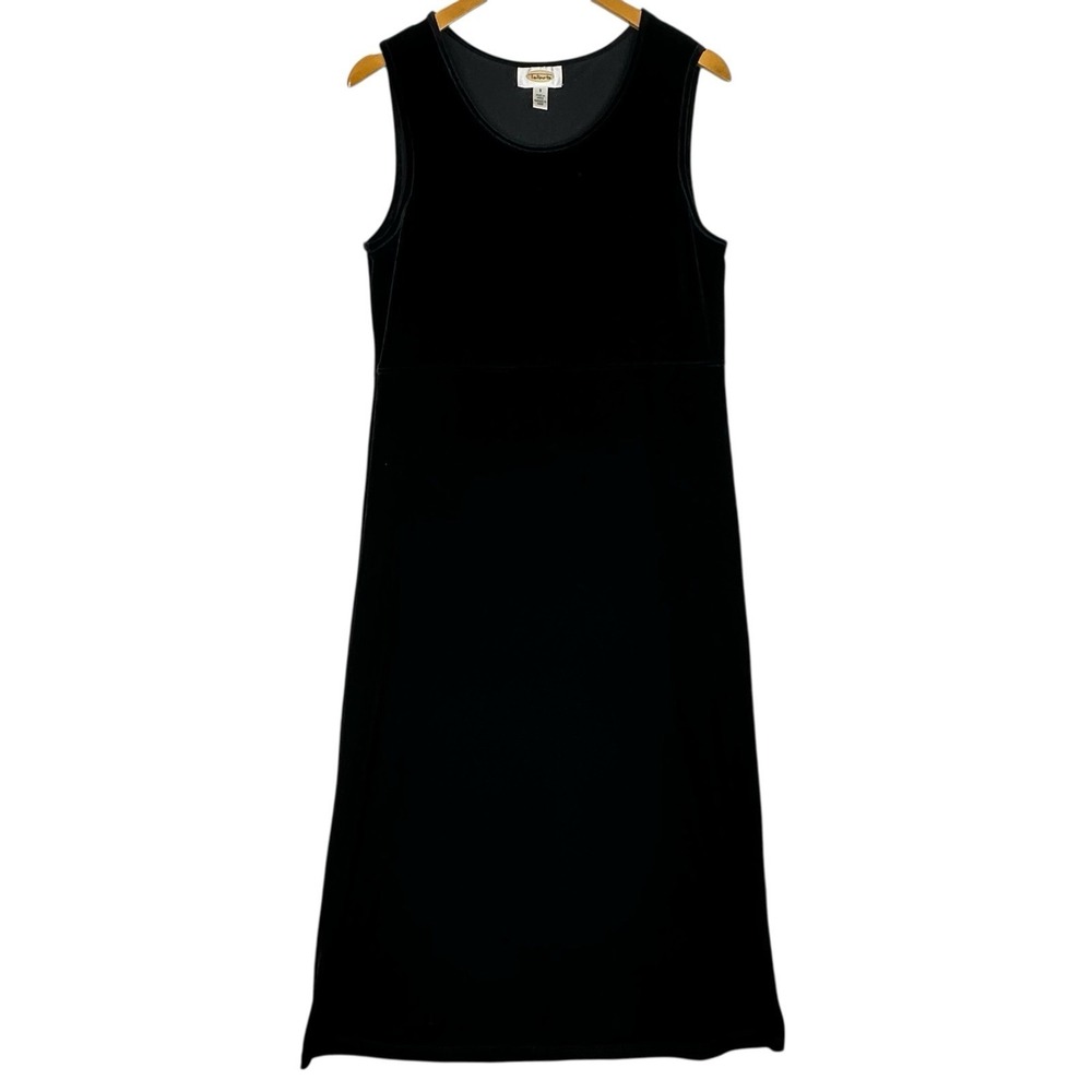 Talbots Black Velvet Maxi Dress Women 8 Sleeveless A Line Formal Evening Holiday